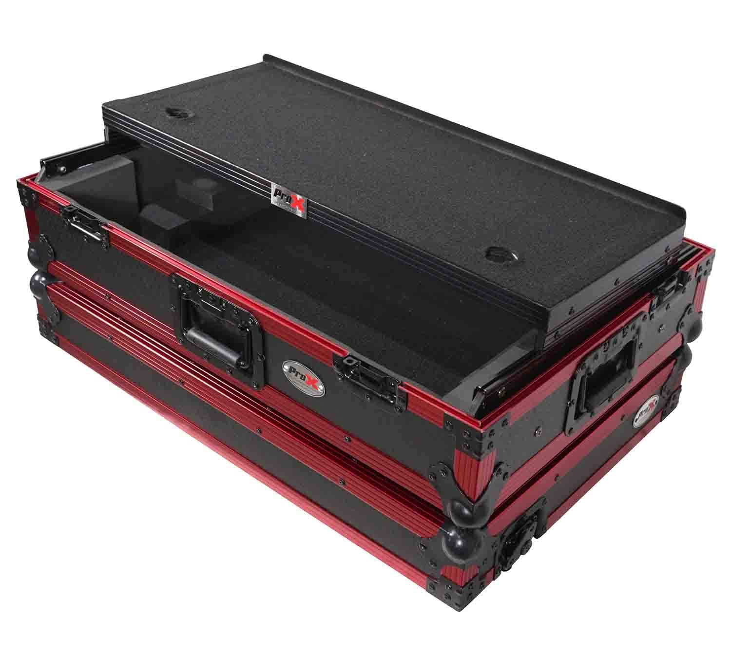 ProX Flight Case for Rane One 1U Rackspace, Sliding Laptop Shelf & Wheels & LED KIT - High-Density Protective Foam for Interior Support - Finish on Laminated 3/8" Plywood - XS-RANEONE WLT FR LED