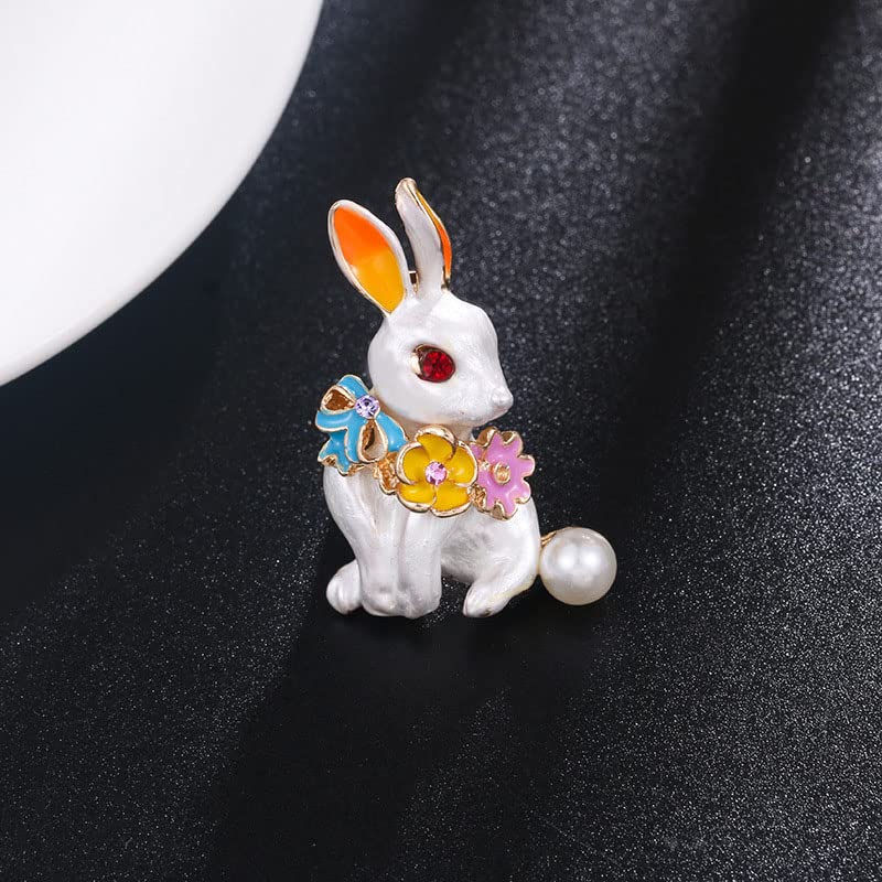 Acxico 2Pcs Rabbit Brooch Pin Rhinestones Bowknot Brooches Enamel Brooch Pin Easter Basket for Party