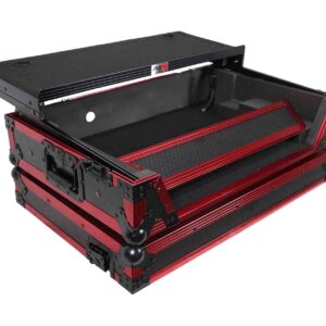 ProX Flight Case for Rane One 1U Rackspace, Sliding Laptop Shelf & Wheels & LED KIT - High-Density Protective Foam for Interior Support - Finish on Laminated 3/8" Plywood - XS-RANEONE WLT FR LED