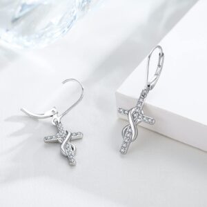 Infinity Cross Dangling Earrings for Women 925 Sterling Silver Religious Jewelry for Women Cross Drop Earrings Cross Leverback Earrings Jewelry Infinity Symbol Gifts Wife