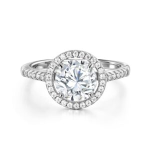 Moissanite Rings White Gold 2 Carat Round Cut Engagement Rings for Women Solitaire Rings D Color D Color VVSI Sterling Silver Rings