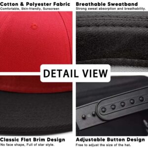 Classic Flat Bill Snapback Hats for Men Women, Hip Hop Style Unisex Adjustable Plain Baseball Cap-Black