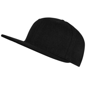 Classic Flat Bill Snapback Hats for Men Women, Hip Hop Style Unisex Adjustable Plain Baseball Cap-Black