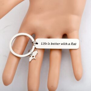 bobauna Rat Keychain Rat Lover Gift Life Is Better With A Rat Mouse Jewelry Pet Rodent Owner Gift (rat keychain)