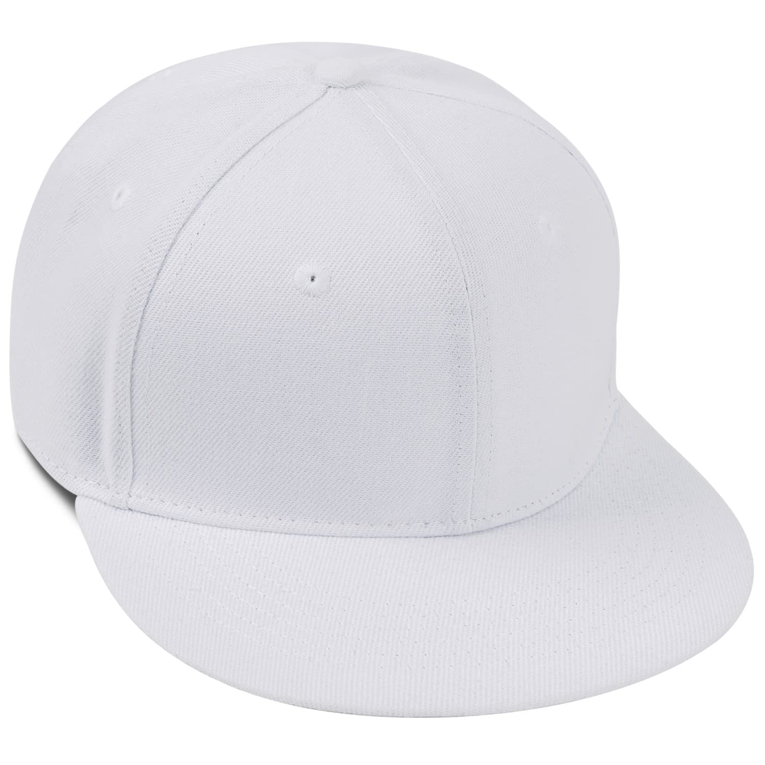 Classic Flat Bill Snapback Hats for Men Women, Hip Hop Style Unisex Adjustable Plain Baseball Cap-White