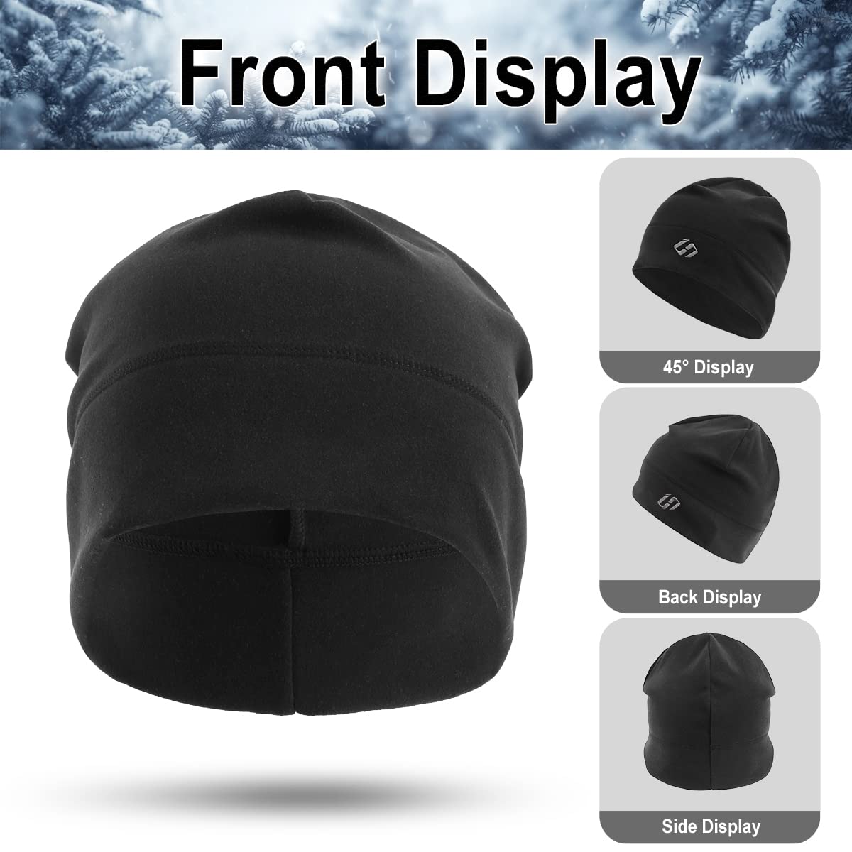 HASAGEI Running Beanie Thermal Running Hat Men Skull Cap Running Cap Cycling Hat Under Helmet Cap Sports Hat Black