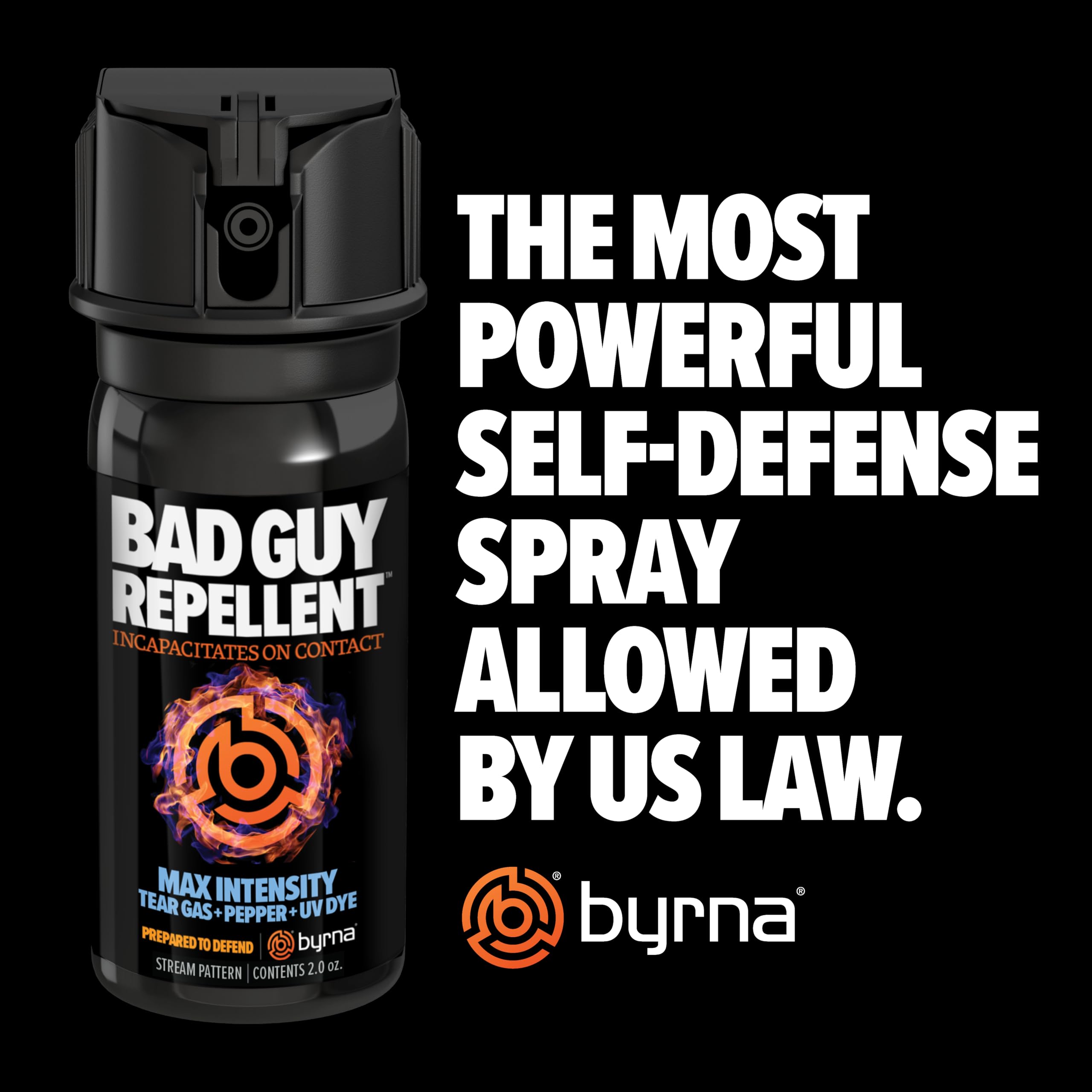 Byrna BGR MAX Pepper Spray + Tear Gas | Maximum Stopping Power | Attacker Tracker UV Marking DYE Technology | Military Strength Self-Defense Stream Spray (0.5 OZ (2 Pack))