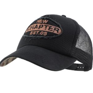 Home Prefer Men's Vintage Mesh Trucker Hat Outdoor Sport Summer Baseball Cap (Black New)