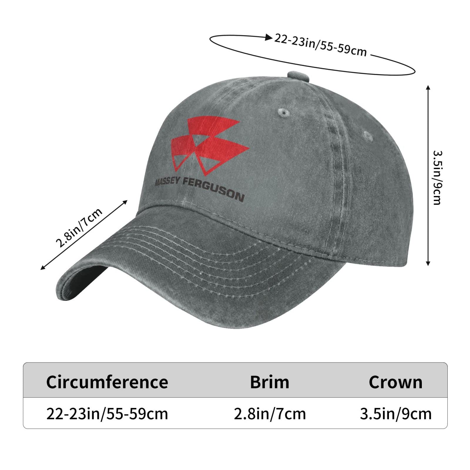 Massey Ferguson Classic Cowboy Hat Adjustable Baseball Cap Unisex Casual Sports Hat Gray