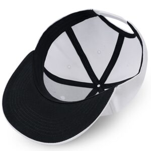 Classic Flat Bill Snapback Hats for Men Women, Hip Hop Style Unisex Adjustable Plain Baseball Cap-White