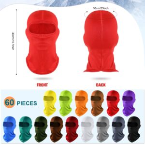 60 Pcs Balaclava Face Masks Men Full Face Cover Balaclava Mask Pasamontañas Ski Mask Winter Mask for Men Women (Bright Colors)