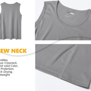 TACVASEN Workout Tank Tops for Women Sleeveless Running Shirts Women Quick Dry Yoga Shirts UPF 50+ Tank Top for Women Light Grey