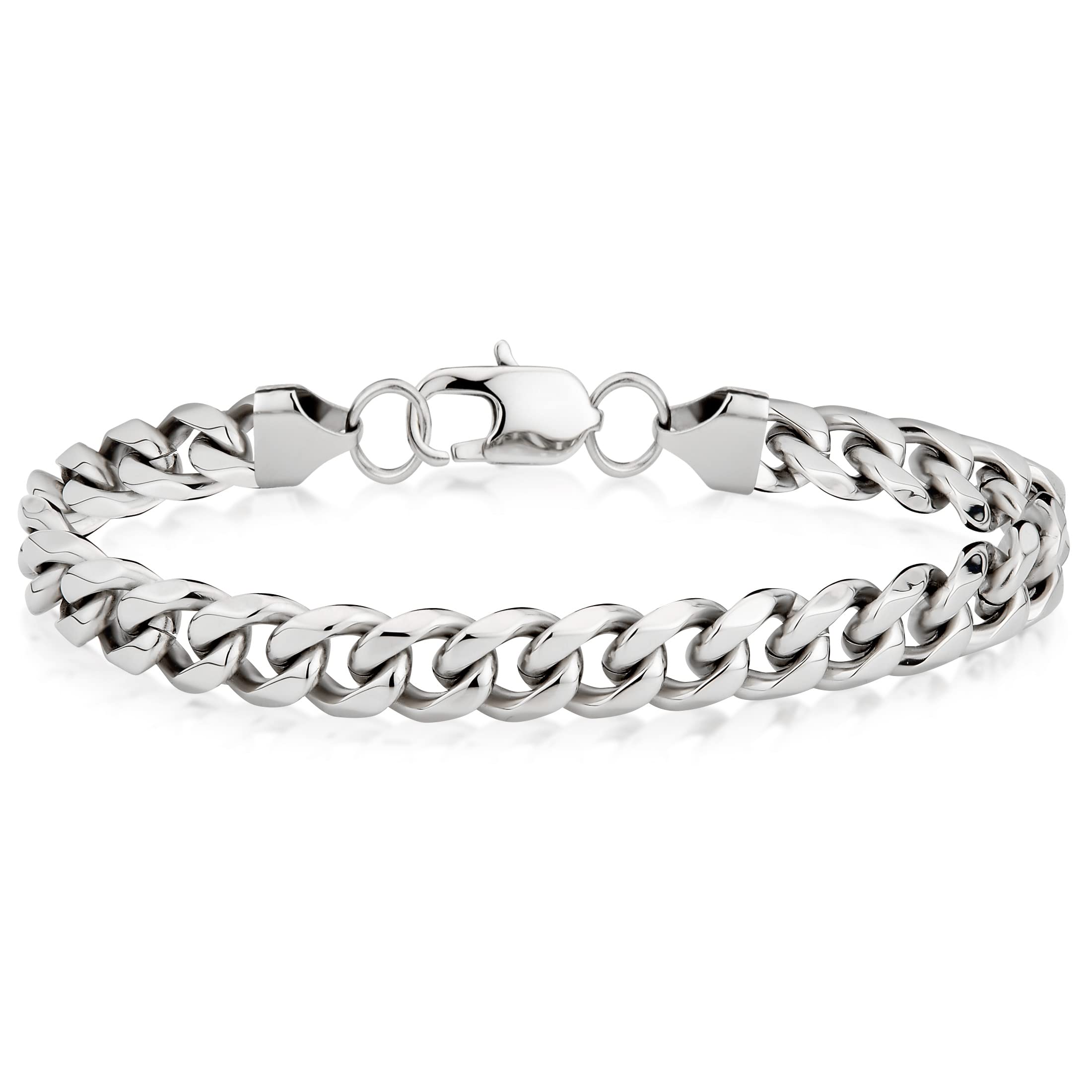 LONDON FOG Curb Link Silver Plated 8 Inch Unisex Bracelet For Him and Her (Gold, 8 Inch)