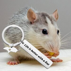 bobauna Rat Keychain Rat Lover Gift Life Is Better With A Rat Mouse Jewelry Pet Rodent Owner Gift (rat keychain)