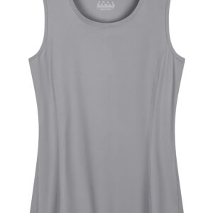 TACVASEN Workout Tank Tops for Women Sleeveless Running Shirts Women Quick Dry Yoga Shirts UPF 50+ Tank Top for Women Light Grey