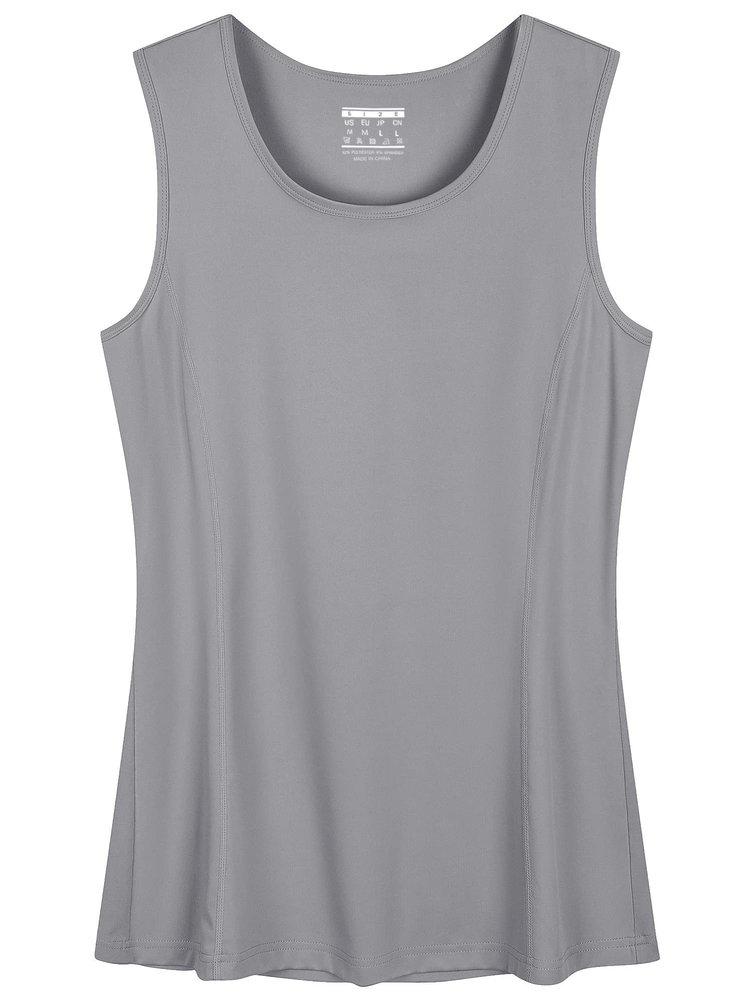 TACVASEN Workout Tank Tops for Women Sleeveless Running Shirts Women Quick Dry Yoga Shirts UPF 50+ Tank Top for Women Light Grey