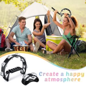 Yeshone 6 Pcs Tambourines for Adults, Hand Held Half Moon Tambourine Foot Tambourine with Bells Wood Rhythm Sticks Egg Shakers Musical Hand Percussion Instrument Set for Party Music Supplies (Black)