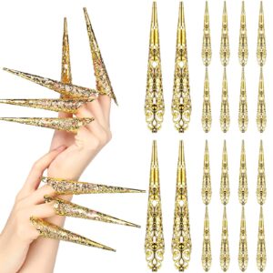 leelosp 20 packs halloween finger nail claw rings ancient queen fingernail claw metal finger knuckle claw for halloween women cosplay costume drama dance show (gold)