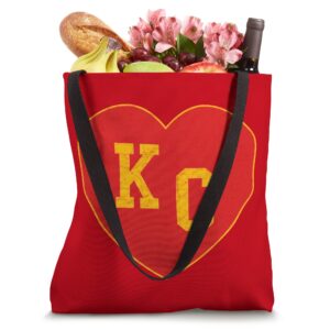 Red KC Heart Kansas City Hearts Love Initials Kc Letters Red Tote Bag