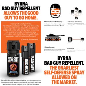 Byrna BGR MAX Pepper Spray + Tear Gas | Maximum Stopping Power | Attacker Tracker UV Marking DYE Technology | Military Strength Self-Defense Stream Spray (0.5 OZ (2 Pack))