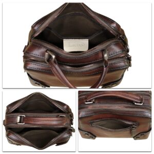 Genuine Leather Satchel for Women Purse Vintage Handmade Top Handle Handbag Retro Designer Crossbody Bag Purse (Coffee)