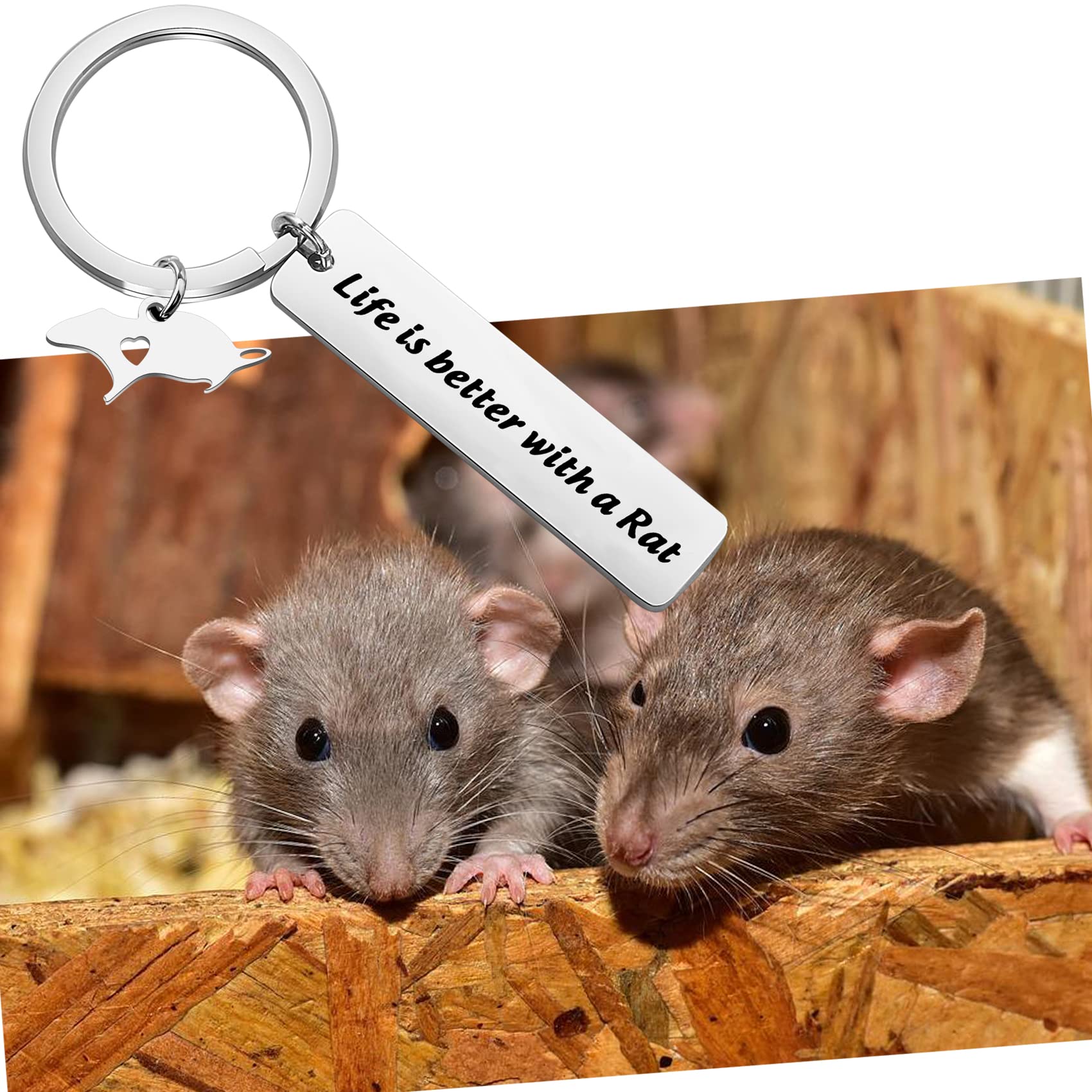 bobauna Rat Keychain Rat Lover Gift Life Is Better With A Rat Mouse Jewelry Pet Rodent Owner Gift (rat keychain)