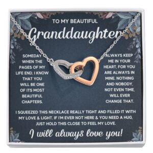 fg family gift mall granddaughter gifts from grandma and granddaughter birthday message card necklace from grandmother or grandpa jewelry charm present with message card and gift box, stainless