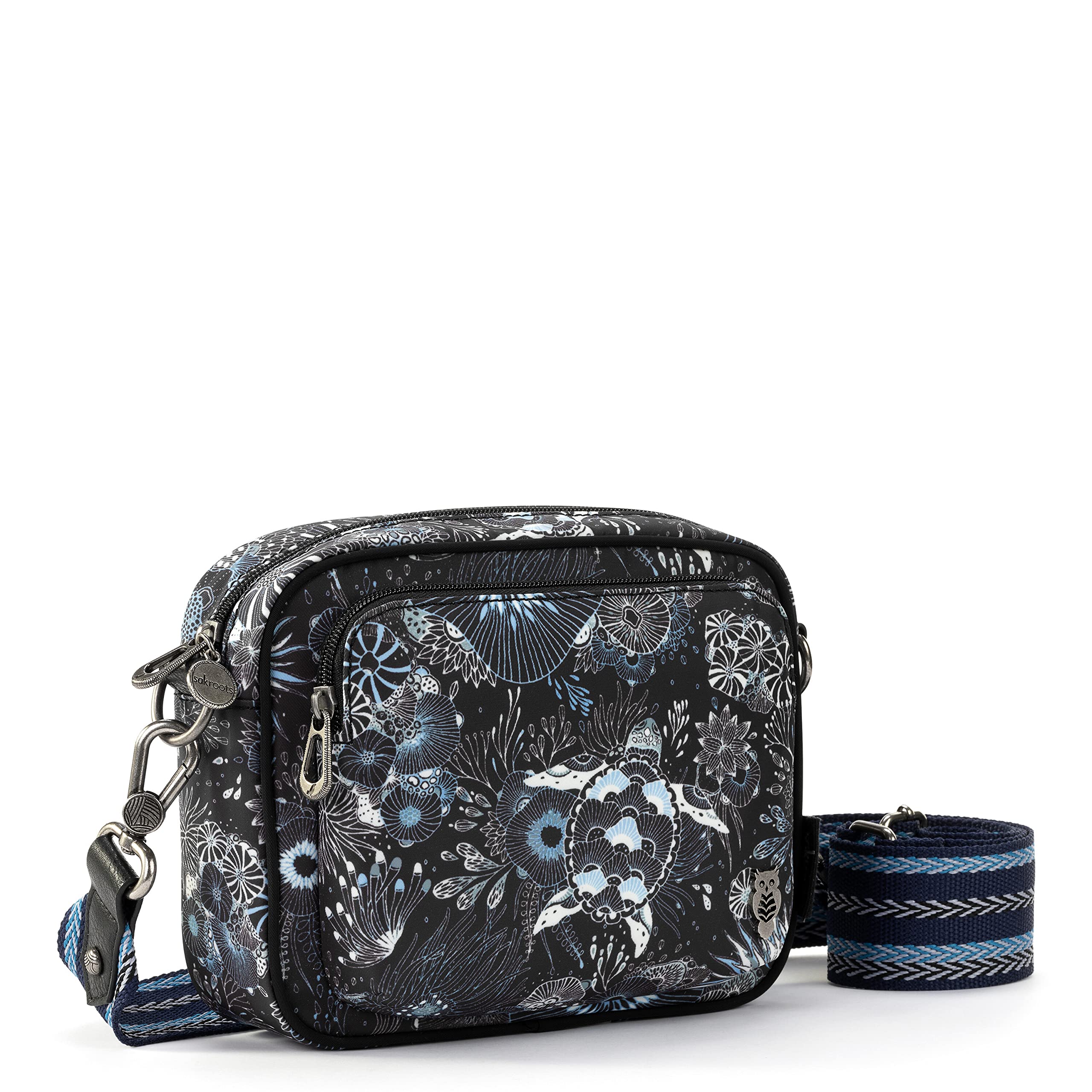 Sakroots Womens Westwood Crossbody in Repreve EcoTwill, Midnight Seascape, One Size US