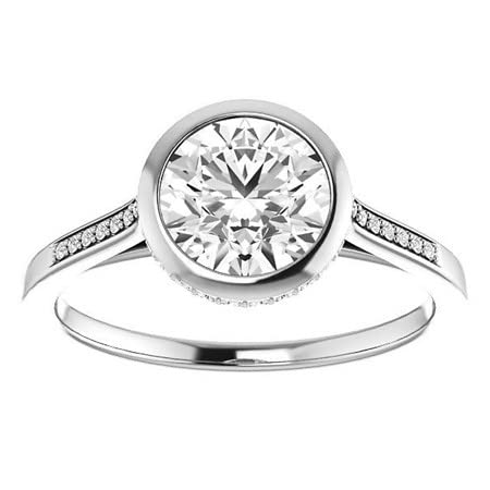 Mois 3.30 CT Moissanite Round Engagement Ring and Wedding Ring Bridal Set in Sterling Silver, colorless Moissanite, VVS1 Clarity, Sizes 4 to 11, Bezel Set for Her (7.5)