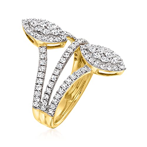 Ross-Simons 1.00 ct. t.w. Diamond Marquise-Shaped Cluster Ring in 18kt Gold Over Sterling. Size 6