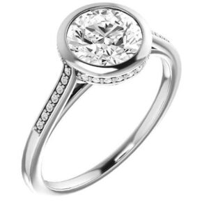 Mois 3.30 CT Moissanite Round Engagement Ring and Wedding Ring Bridal Set in Sterling Silver, colorless Moissanite, VVS1 Clarity, Sizes 4 to 11, Bezel Set for Her (7.5)