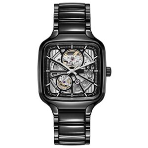 rado true square swiss automatic watch, black