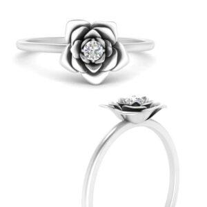 55Carat Flower Diamond Engagement Ring Sterling Silver Created Cubic Zircon Round Shape White Color Solitaire Engagement Rings Prong Setting in Size 6 Handcraft Chakra Healing