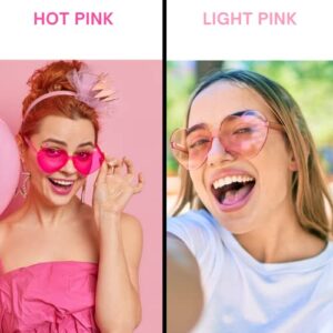 Heart Shaped Sunglasses for Women (2 Pack) - Cute Pink Heart Sunglasses for Parties, Girls Festivals Sunglasses Party Favors, Valentines Costume Sunglasses, Hot Pink Accessories for Women