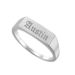 elefezar custom old english name band ring 925 sterling silver personalized gothic nameplate rings silver