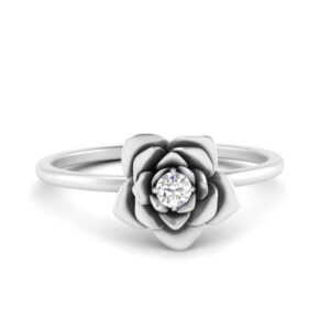 55Carat Flower Diamond Engagement Ring Sterling Silver Created Cubic Zircon Round Shape White Color Solitaire Engagement Rings Prong Setting in Size 6 Handcraft Chakra Healing