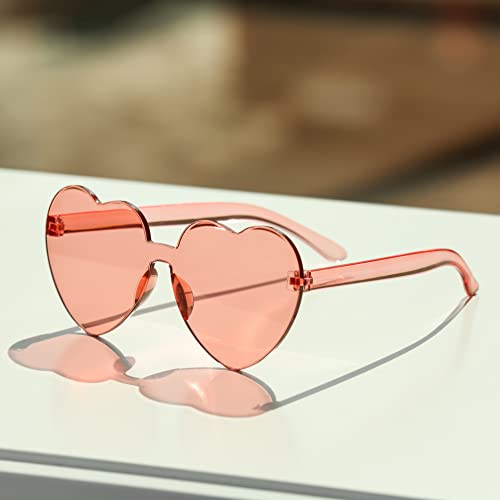 Heart Shaped Sunglasses for Women (2 Pack) - Cute Pink Heart Sunglasses for Parties, Girls Festivals Sunglasses Party Favors, Valentines Costume Sunglasses, Hot Pink Accessories for Women