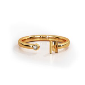 l & m accessorize - 925 sterling silver 18k gold plated adjustable initial ring (j7)