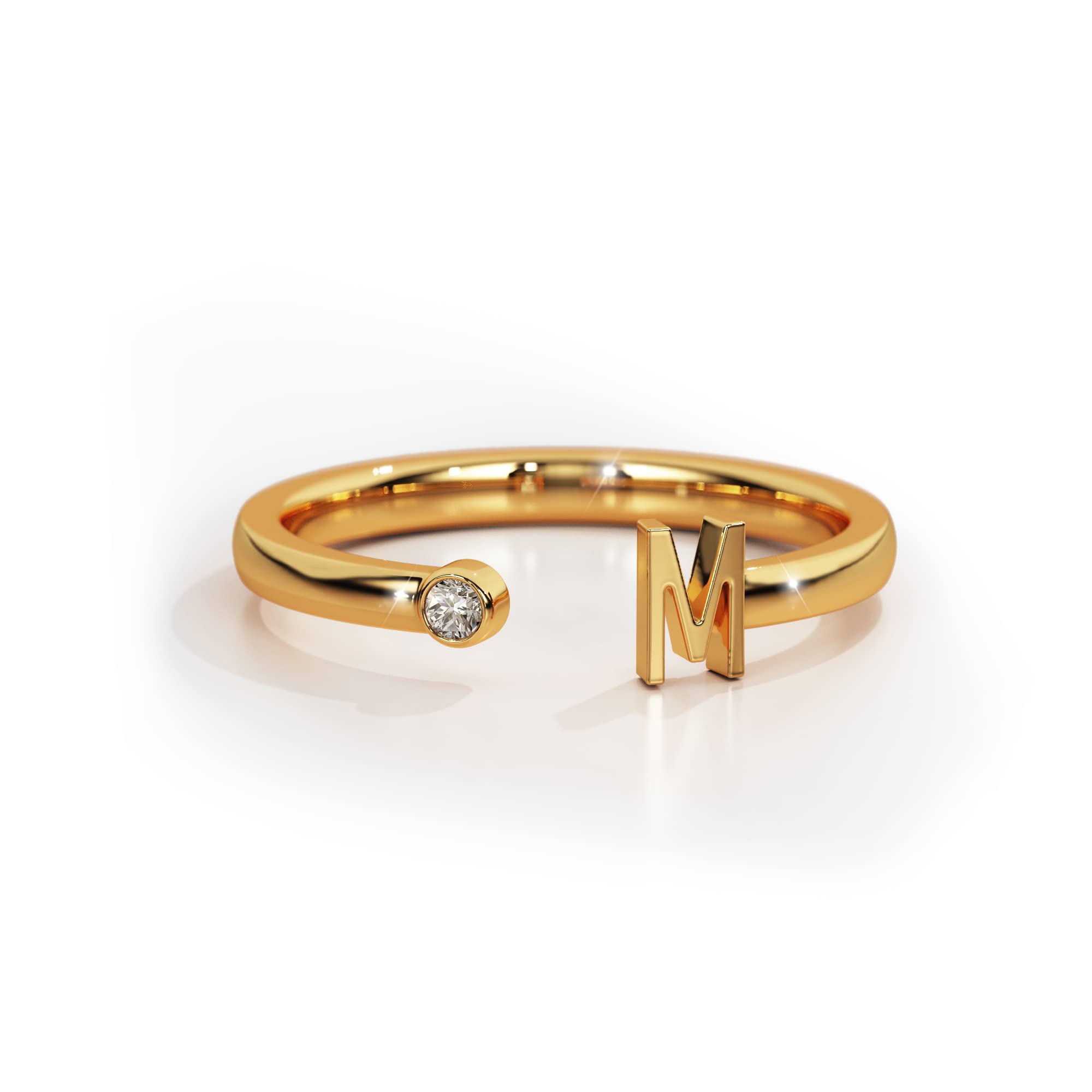 L & M Accessorize - 925 Sterling Silver 18K Gold Plated Adjustable Initial Ring (J7)