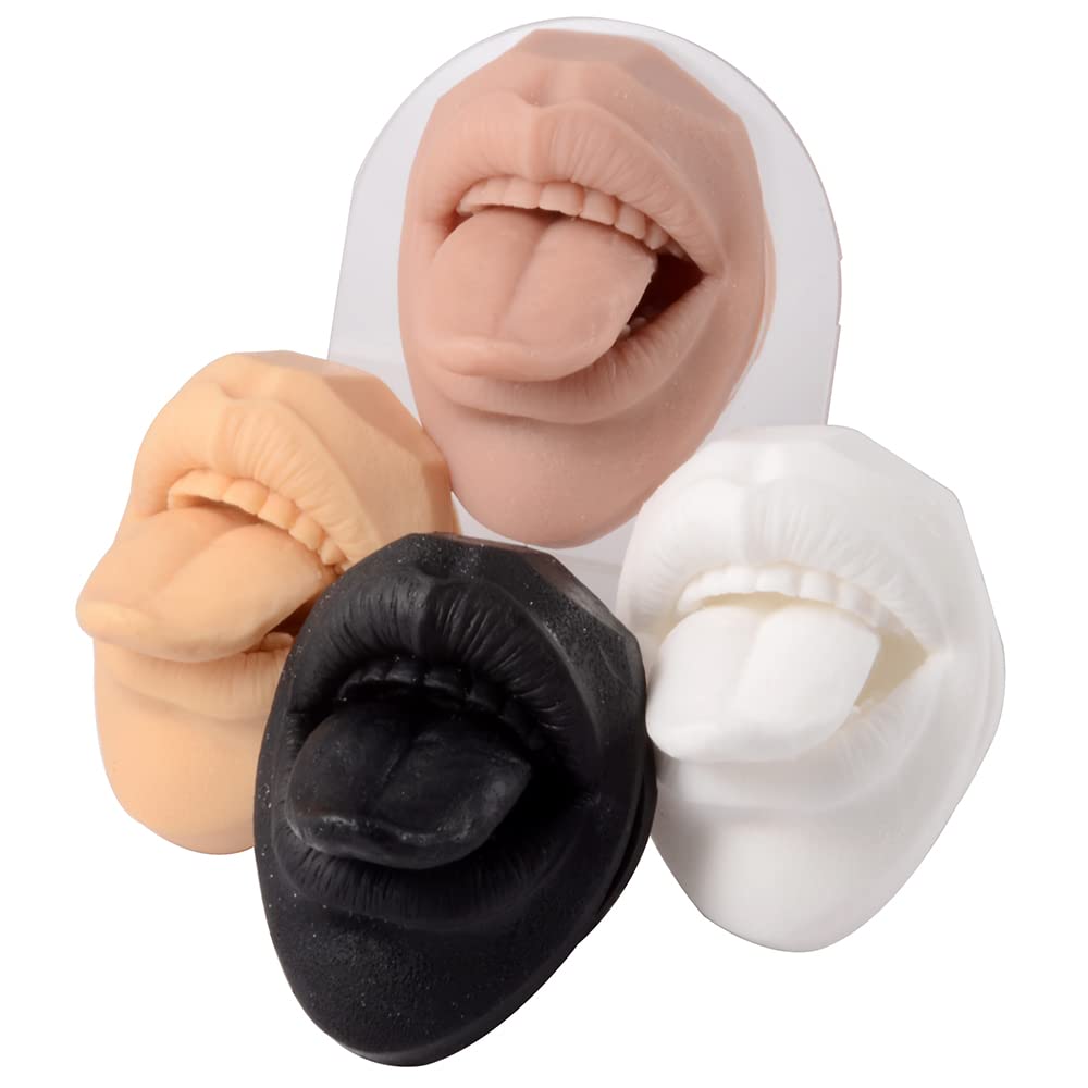 CHUANCI Soft Silicone Flexible Mouth Model Displays Human 3D Silicone Tongue Model Simulation for Piercing Jewelry Display Teaching tool (Coffee Color)