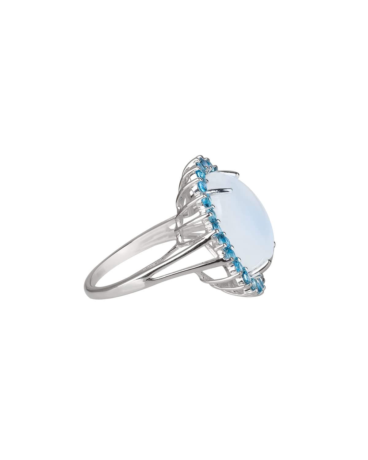 YoTreasure Moonstone London Blue Topaz 925 Sterling Silver Chunky Ring Jewelry