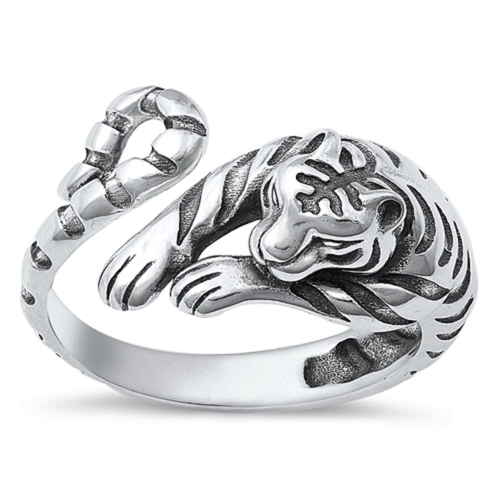 CLOSEOUT WAREHOUSE 925 Sterling Silver Jumping Tiger Ring Size 12