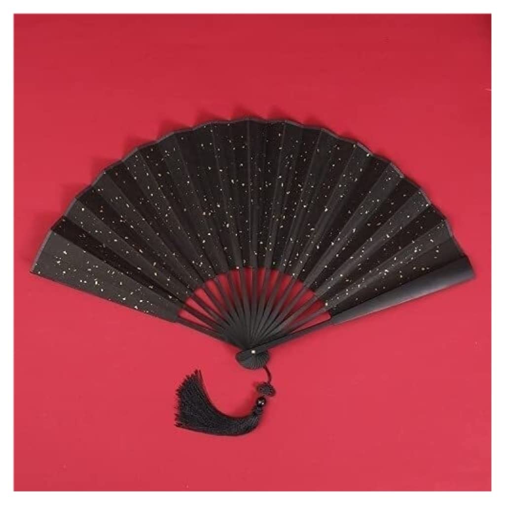 Folding Hand Fan Folding Fan Handheld Folded Fan Foldable Antique Folder Custom Fan, Chinese-Style Hanfu Fan for Women, SU Style, Male Dominator Fan Foldable Fan Hand Held Fans (Color : B)