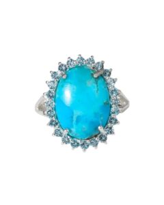 yotreasure turquoise swiss blue topaz 925 sterling silver oval shaped cluster ring jewelry