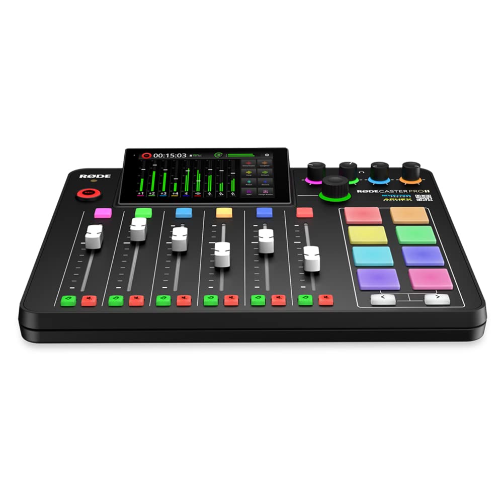 Rode RODECaster Pro II Integrated Audio Production Studio Bundle with 4x Zoom ZDM-1 Podcast Mic Pack and 32GB microSDHC Memory Card