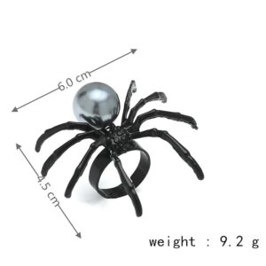 Punk Black Spider Open Finger Ring for Women Men Extra Big Spider Knuckle Ring Stacking Band Halloween Festival Costume Accessories Fashion Jewelry