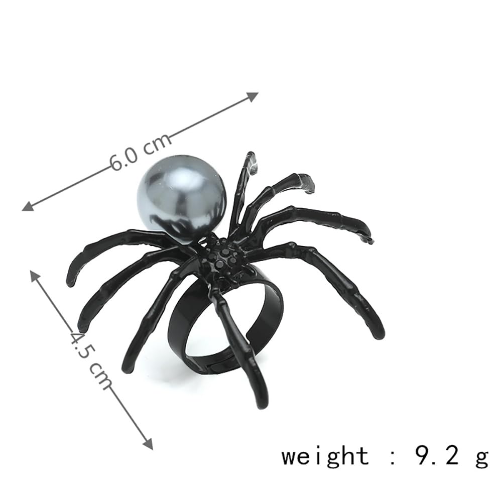 Punk Black Spider Open Finger Ring for Women Men Extra Big Spider Knuckle Ring Stacking Band Halloween Festival Costume Accessories Fashion Jewelry