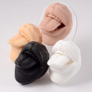 CHUANCI Soft Silicone Flexible Mouth Model Displays Human 3D Silicone Tongue Model Simulation for Piercing Jewelry Display Teaching tool (Coffee Color)