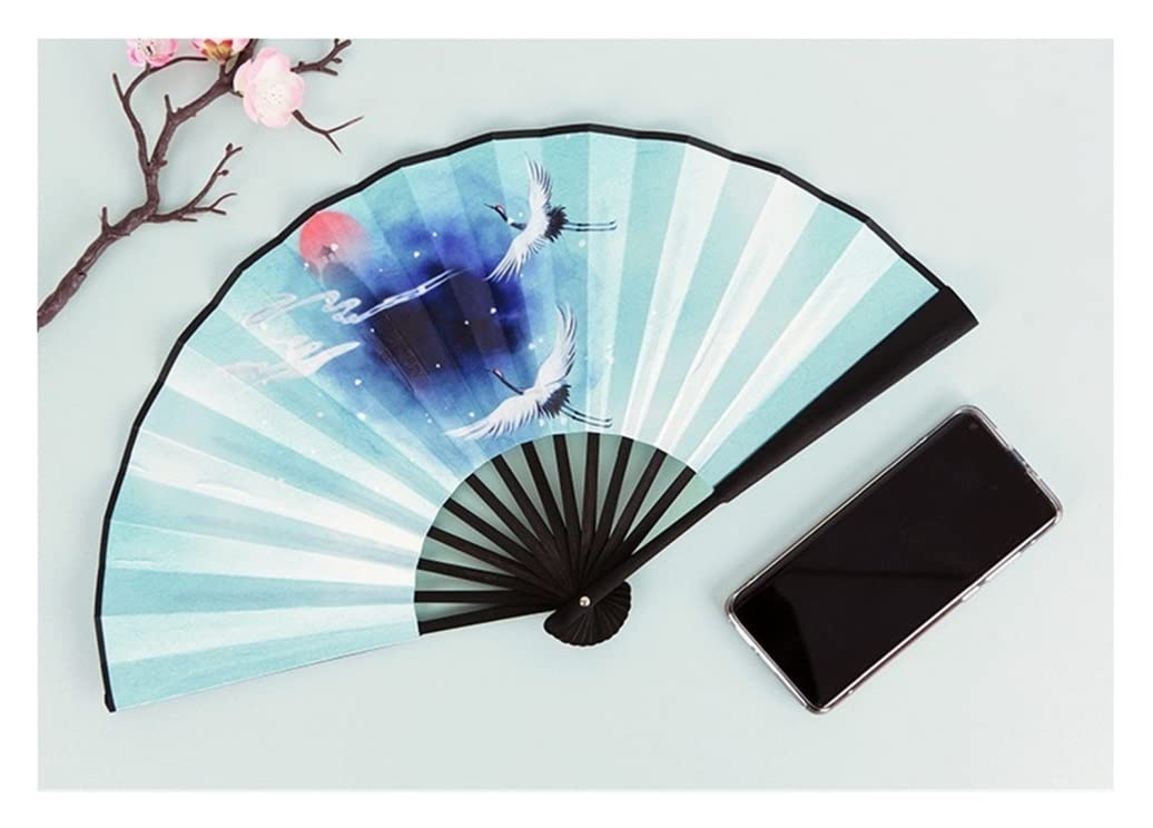 Folding Hand Fan Folding Fan Handheld Folded Fan Folding Fan Bamboo and Wood Cloth Hand Fan，Outdoor Decoration Hanfu Dance Accessories Props Fan Foldable Fan Hand Held Fans