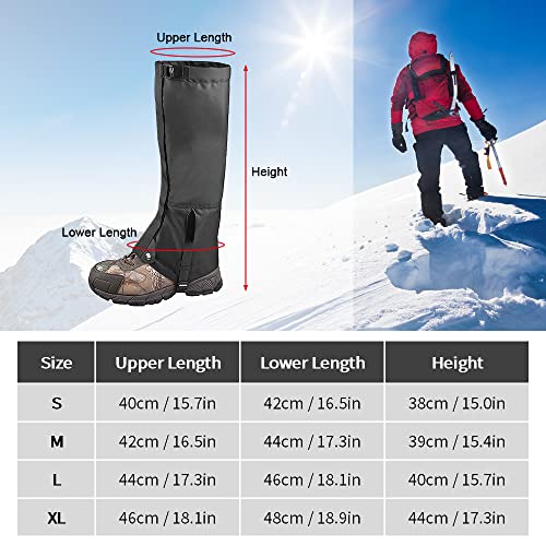 LIXADA Hiking Gaiters Leg Gaiters Waterproof and Adjustable Snow Boot Gaiters for Outdoor Hunting Skiing Motorcycle Camping Running Walking Backpacking